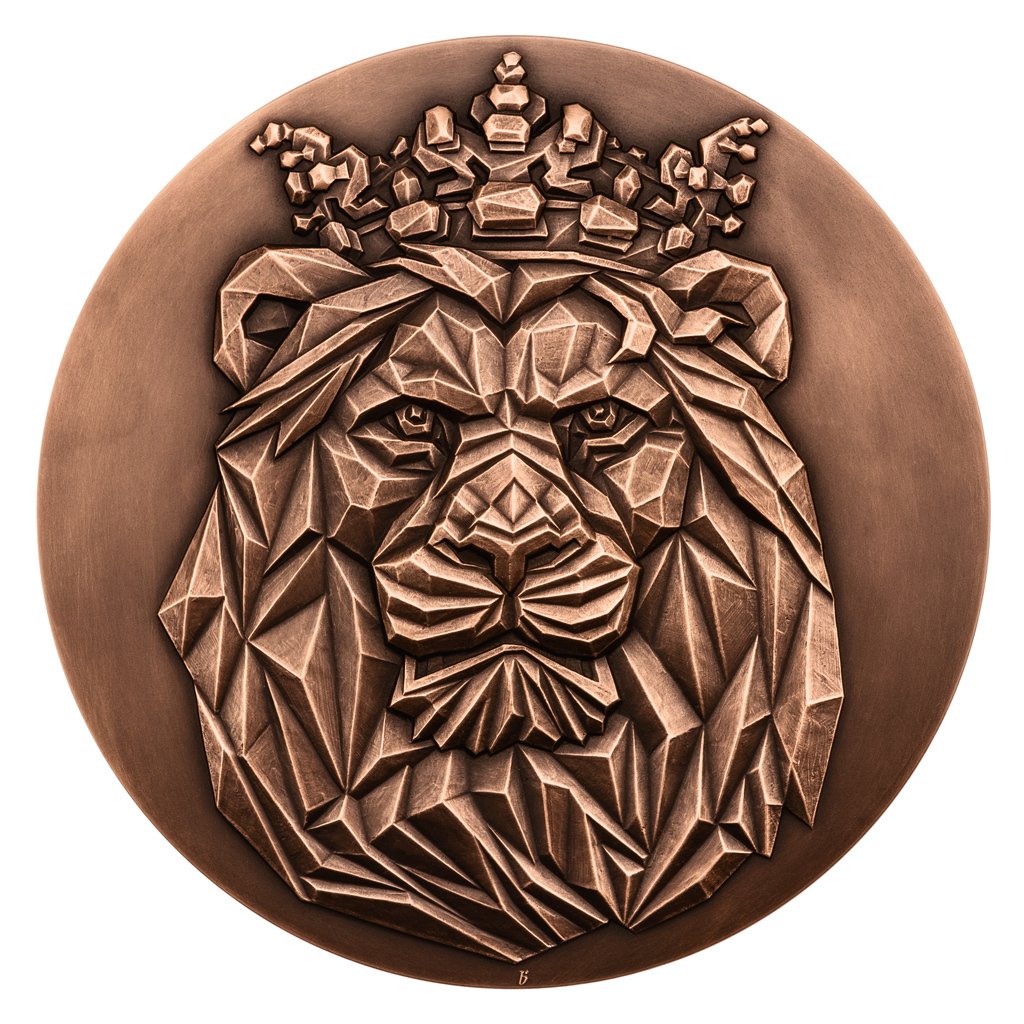 Měděná medaile Český lev s pamětním listem, inkusní ražba, patina stand - obrázek 1