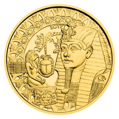 Zlatá půluncová mince Historie zlata - Staroegyptské zlatnictví proof - obrázek 1
