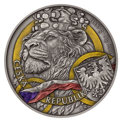 Stříbrná 1kg investiční mince Český lev 2025 metalický kolor, patina stand