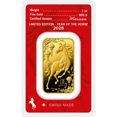 Zlatý slitek 1 Oz Argor-Heraeus Kůň 2026 - obrázek 1