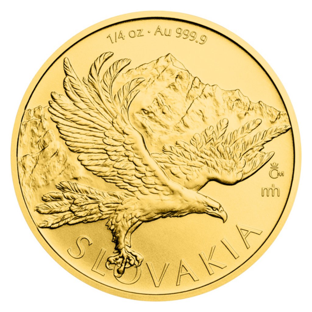 Zlatá 1/4oz investiční mince Orel 2026 stand