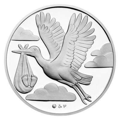 Stříbrný tolar k narození dítěte - balónky proof - obrázek 1