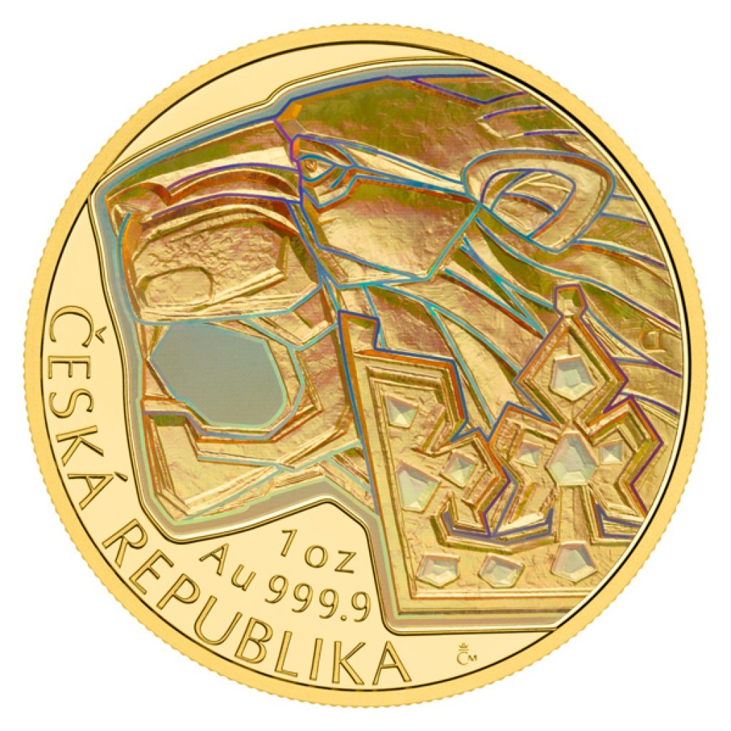 Zlatá 1oz investiční mince Český lev 2026 s hologramem proof - obrázek 1