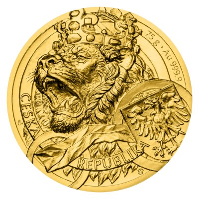 Zlatá 75g investiční mince Český lev 2025 vysoký reliéf stand číslováno – obrázek 1