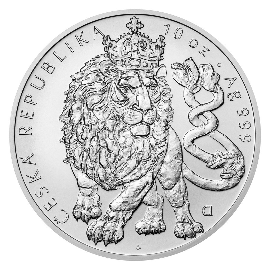 Stříbrná 10oz investiční mince Český lev 2026 stand - obrázek 1