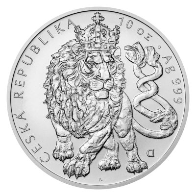 Stříbrná 10oz investiční mince Český lev 2026 stand - obrázek 1