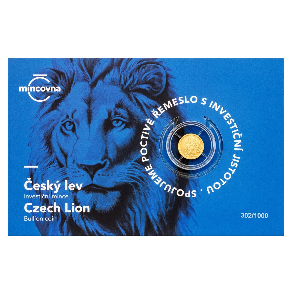 Zlatá 1/25oz investiční mince Český lev 2026 stand číslováno - obrázek 1