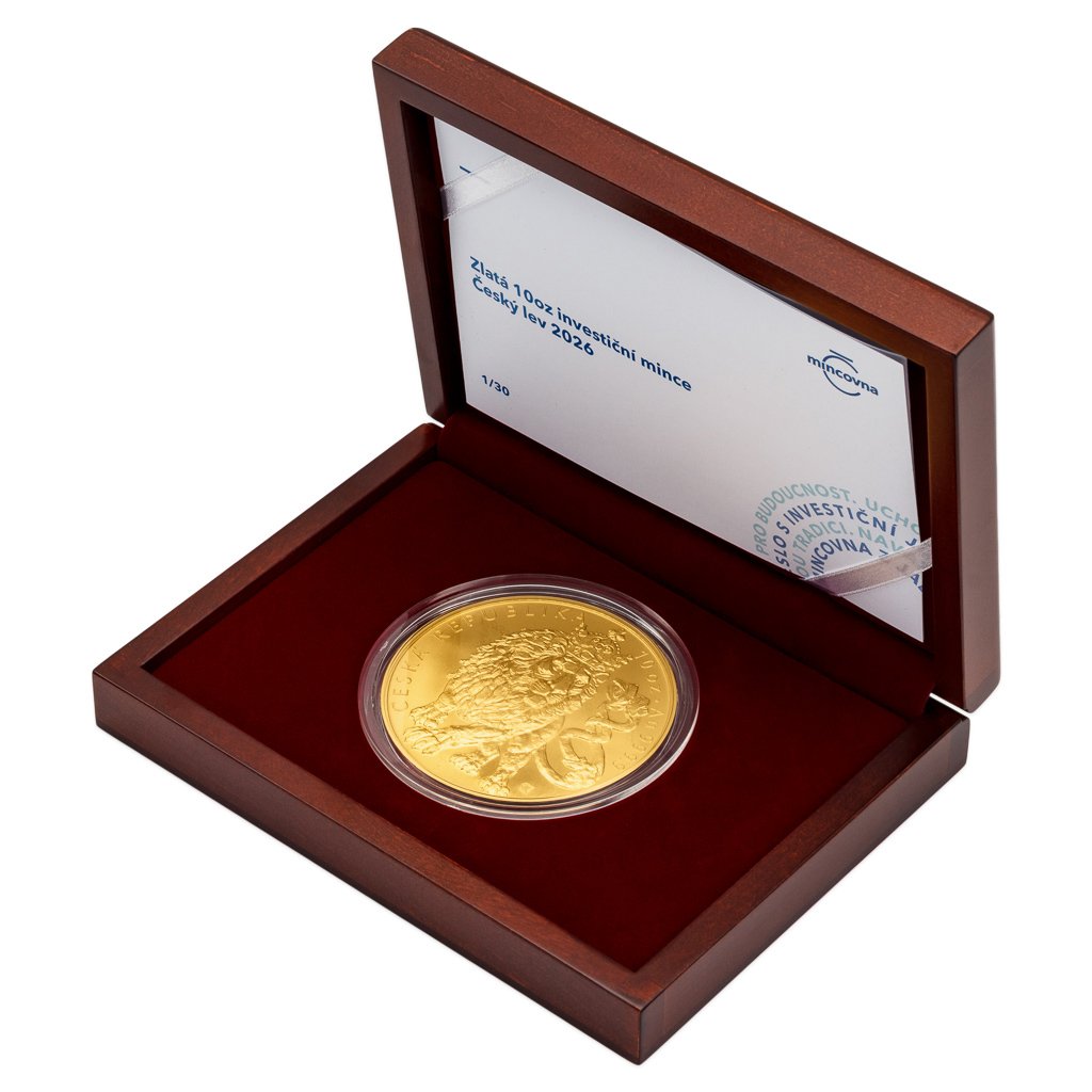 Zlatá 10oz investiční mince Český lev 2026 stand číslováno - obrázek 1