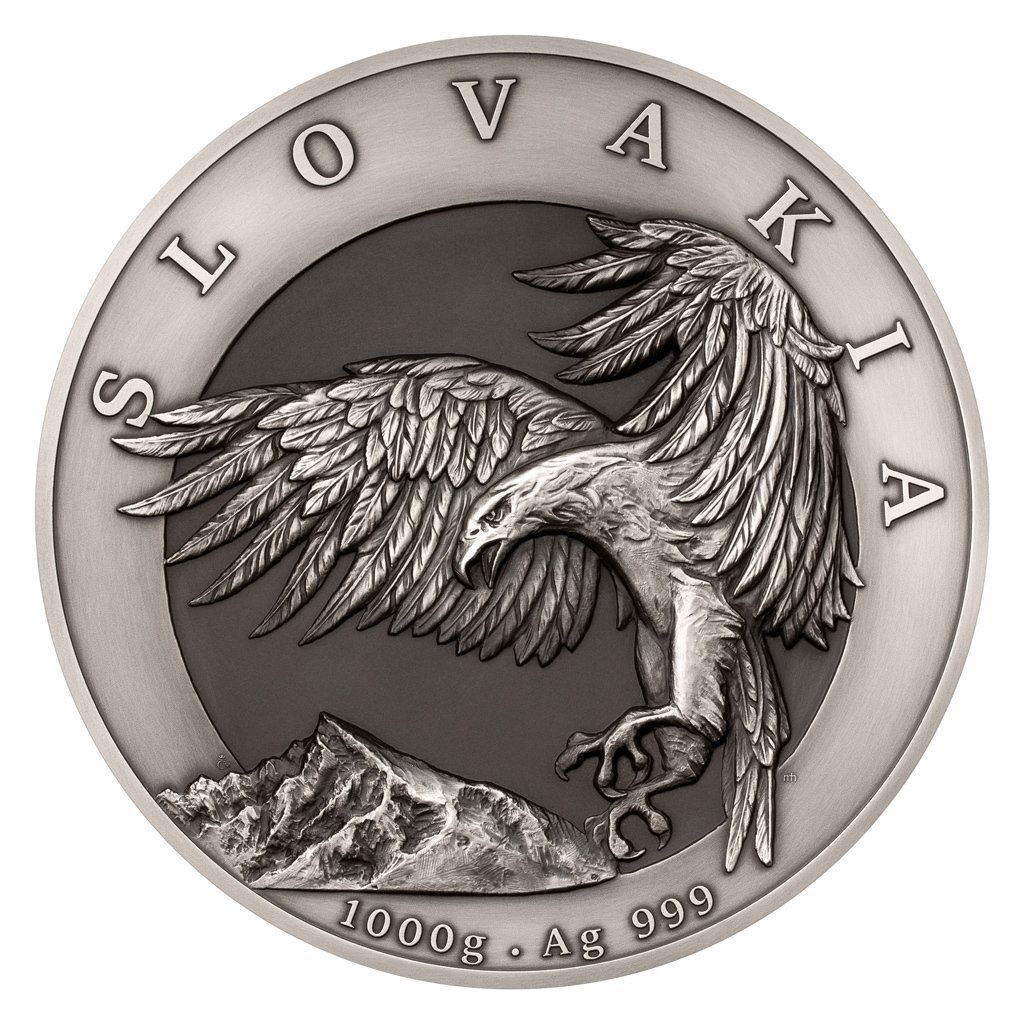 Stříbrná kilogramová investiční mince Orel 2024 vysoký reliéf stand - obrázek 1