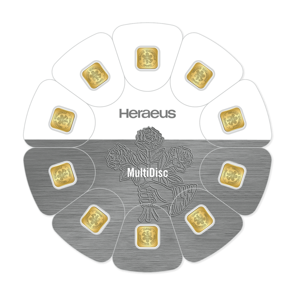 Zlatý investiční slitek Heraeus MultiDisc 10 x 1 g - obrázek 1
