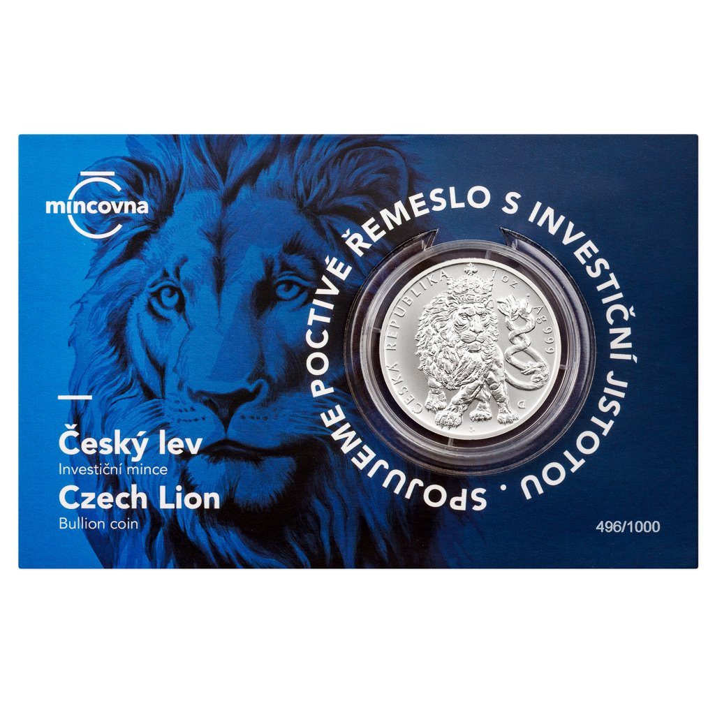 Stříbrná 1oz investiční mince Český lev 2026 stand číslováno - obrázek 1