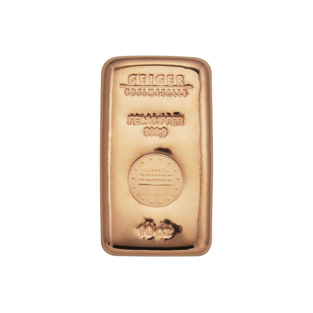 Měděný investiční slitek 311,04 g (10 Oz) – přední strana