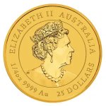 Zlatá investiční mince Australská Lunární Série III. 2022 Tygr 7,78 g (1/4 Oz)