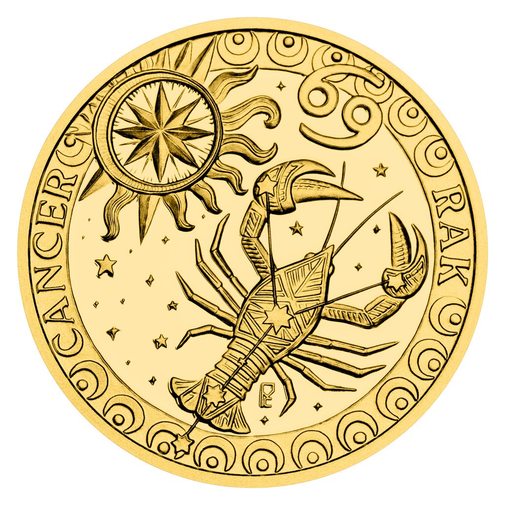 Zlatý dukát Znamení zvěrokruhu Rak proof - obrázek 1