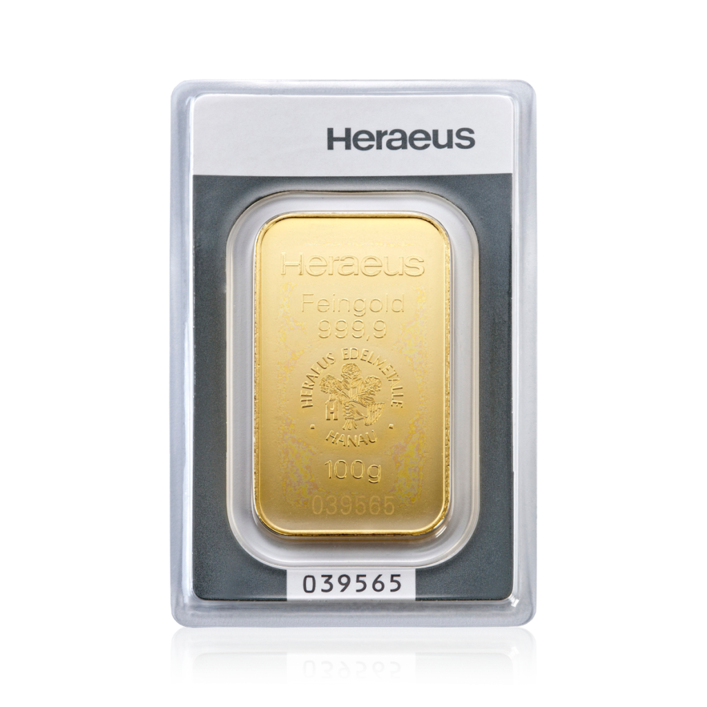 Zlatý slitek 100 g Heraeus - obrázek 1
