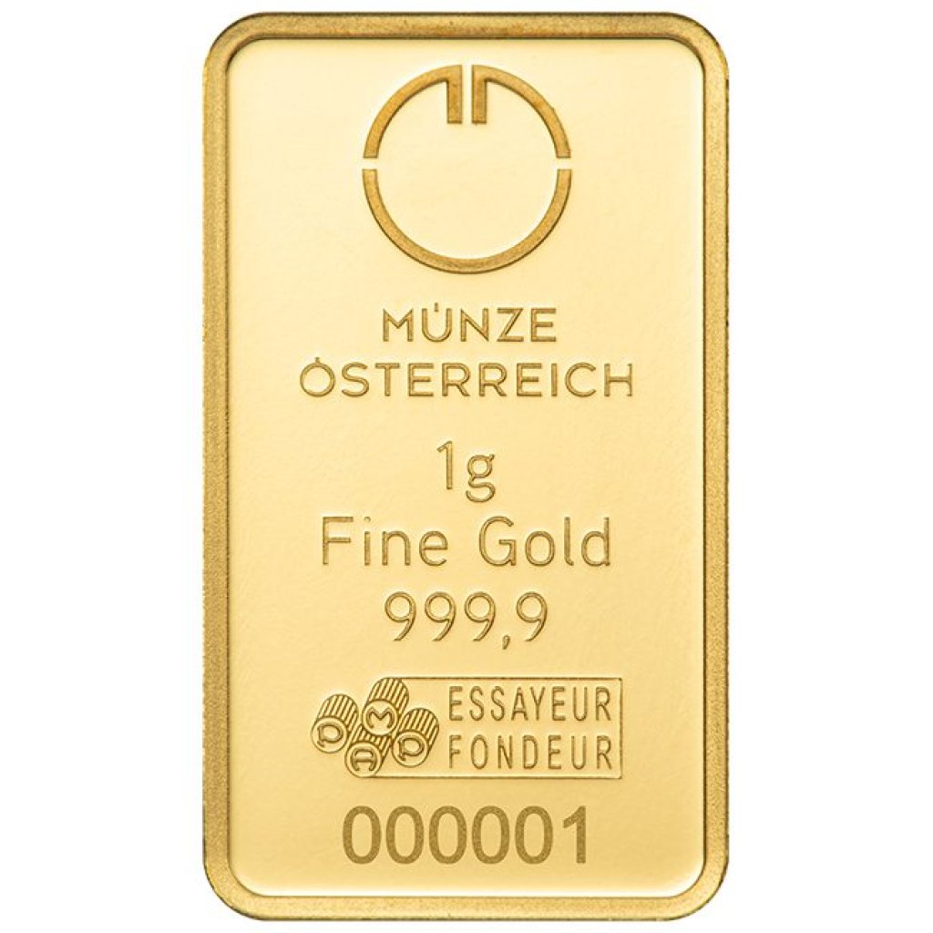 Zlatý slitek 1 g Münze Österreich - obrázek 1
