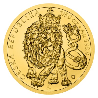 Zlatá 1/50oz investiční mince Český lev 2026 stand - obrzek 1