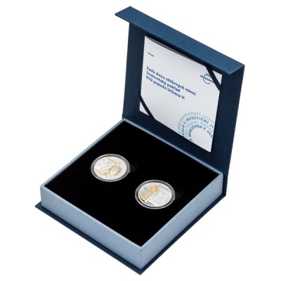 Sada dvou stříbrných mincí Svatovítský poklad - Kříž papeže Urbana V. selekt. pokov Au proof