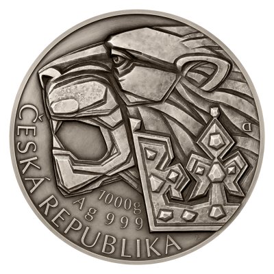 Stříbrná 1kg investiční mince Český lev 2026 vysoký reliéf, patina stand - obrázek 1