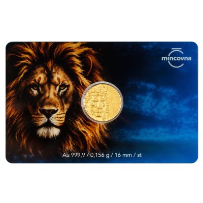 Zlatá 1/200oz mince Český lev 2026 inkusní ražba, safe pack stand - obrázek 1