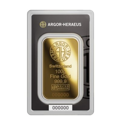 Zlatý investiční slitek Argor-Heraeus 100 g - obrázek 1