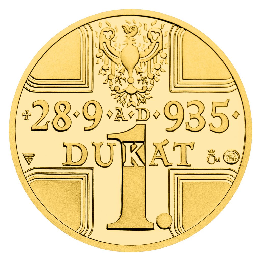 Zlatý 1-dukát sv. Václava se zlatým certifikátem - ak. mal. Vladimír Pavlica proof - obrázek 1
