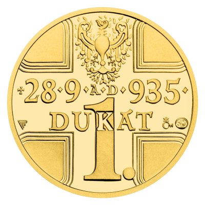 Zlatý 1-dukát sv. Václava se zlatým certifikátem - ak. mal. Vladimír Pavlica proof - obrázek 1