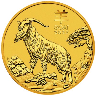 Zlatá mince 1/4 Oz Lunární série III Koza 2027 - obrázek 1