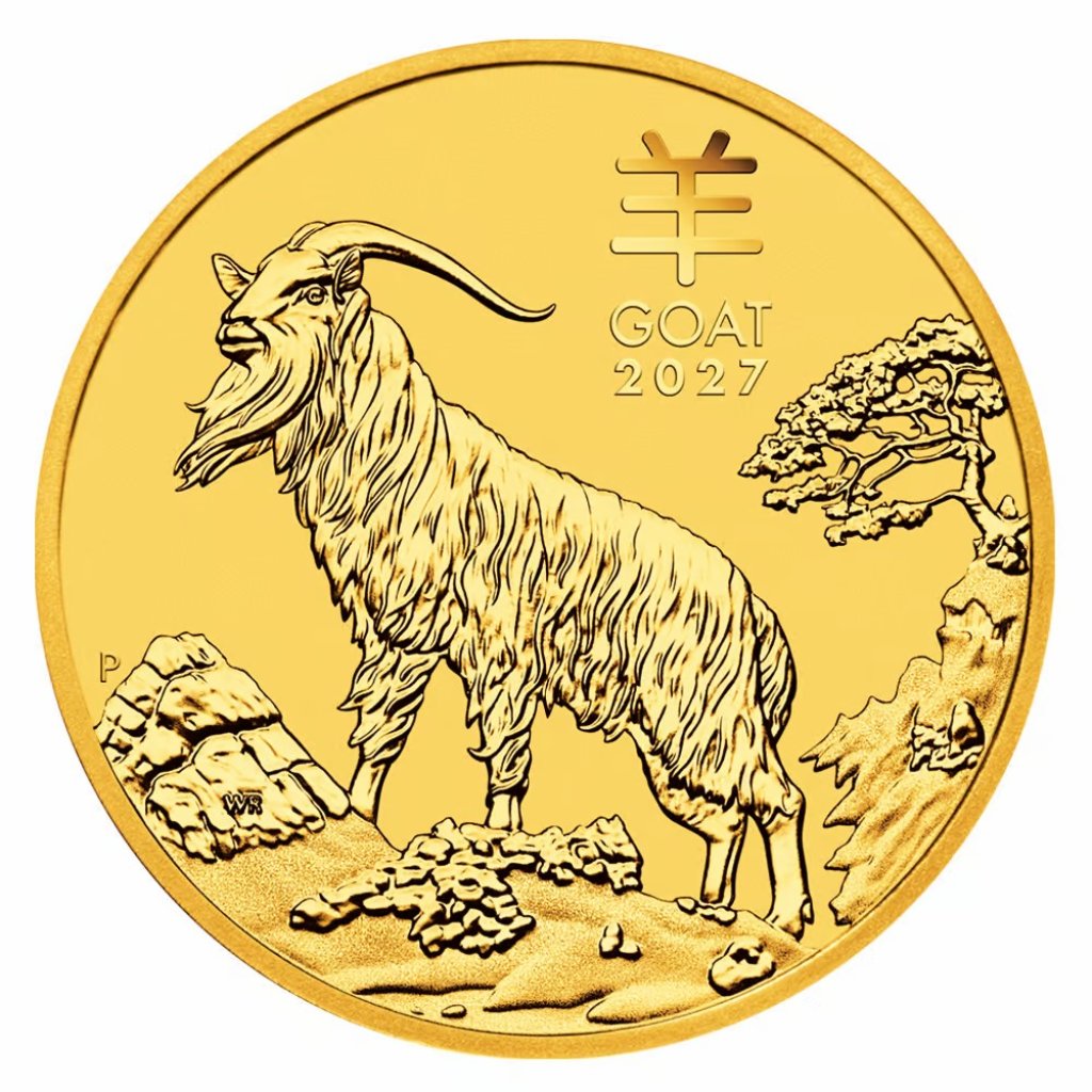 Zlatá mince 1/20 Oz Lunární série III Koza 2027 - obrázek 1