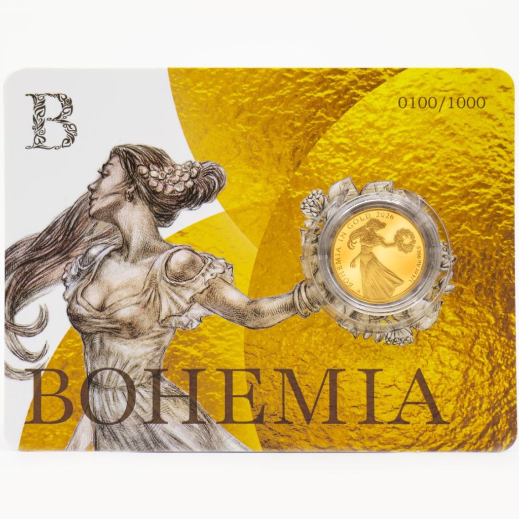 Zlatá mince 1/4 Oz Bohemia in Gold Bullion 2026 Proof číslovaná - obrázek 1