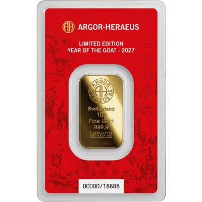 Zlatý slitek 10 g Argor-Heraeus Koza 2027 - obrázek 1