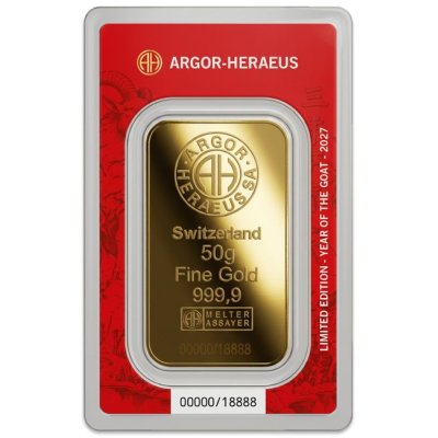 Zlatý slitek 50 g Argor-Heraeus Koza 2027 - obrázek 1