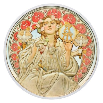 Stříbrná mince Alfons Mucha - kosmopolita proof - obrázek 1